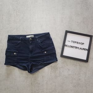 Topshop Moto High-Waisted Denim Shorts